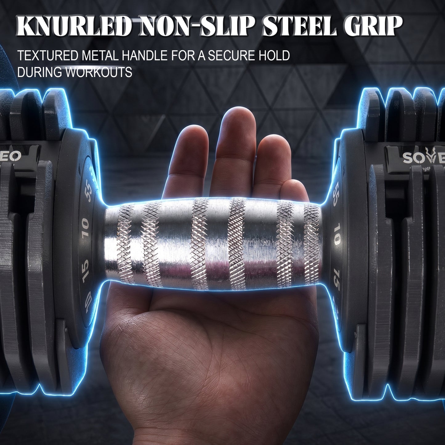 Adjustable Dumbbell, 5-55 LBS Quick-Select Weight Dumbbell with Non-Slip Grip & Base, for Home Gym Strength Training image 7
