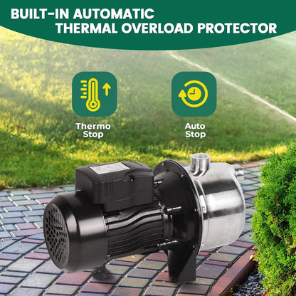 1.2HP Shallow Well Pump,Water Transfer Pump,115V 1209GPH Max. Head 147ft, Stainless Steel Garden Pump, Portable Sprinkle image 6