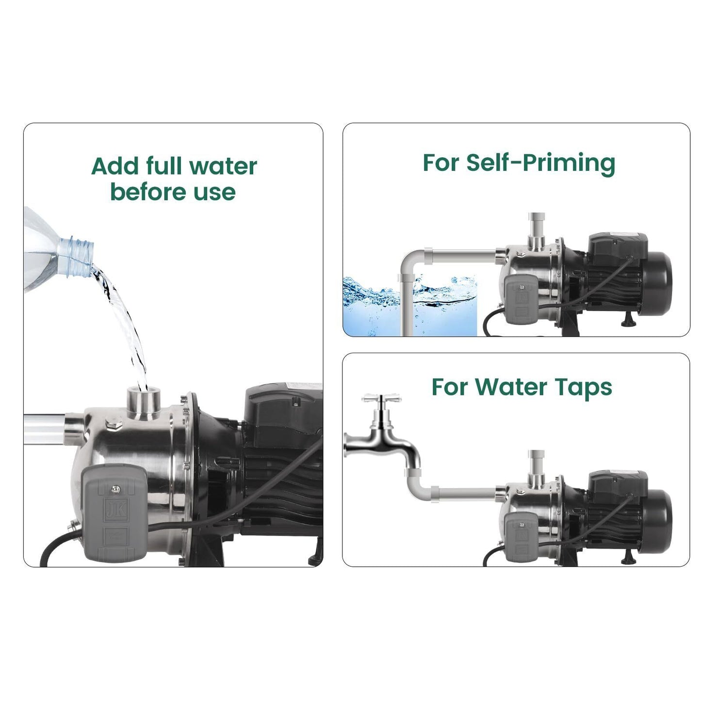1.2HP Shallow Well Pump,Water Transfer Pump,115V 1209GPH Max. Head 147ft, Stainless Steel Garden Pump, Portable Sprinkle image 5