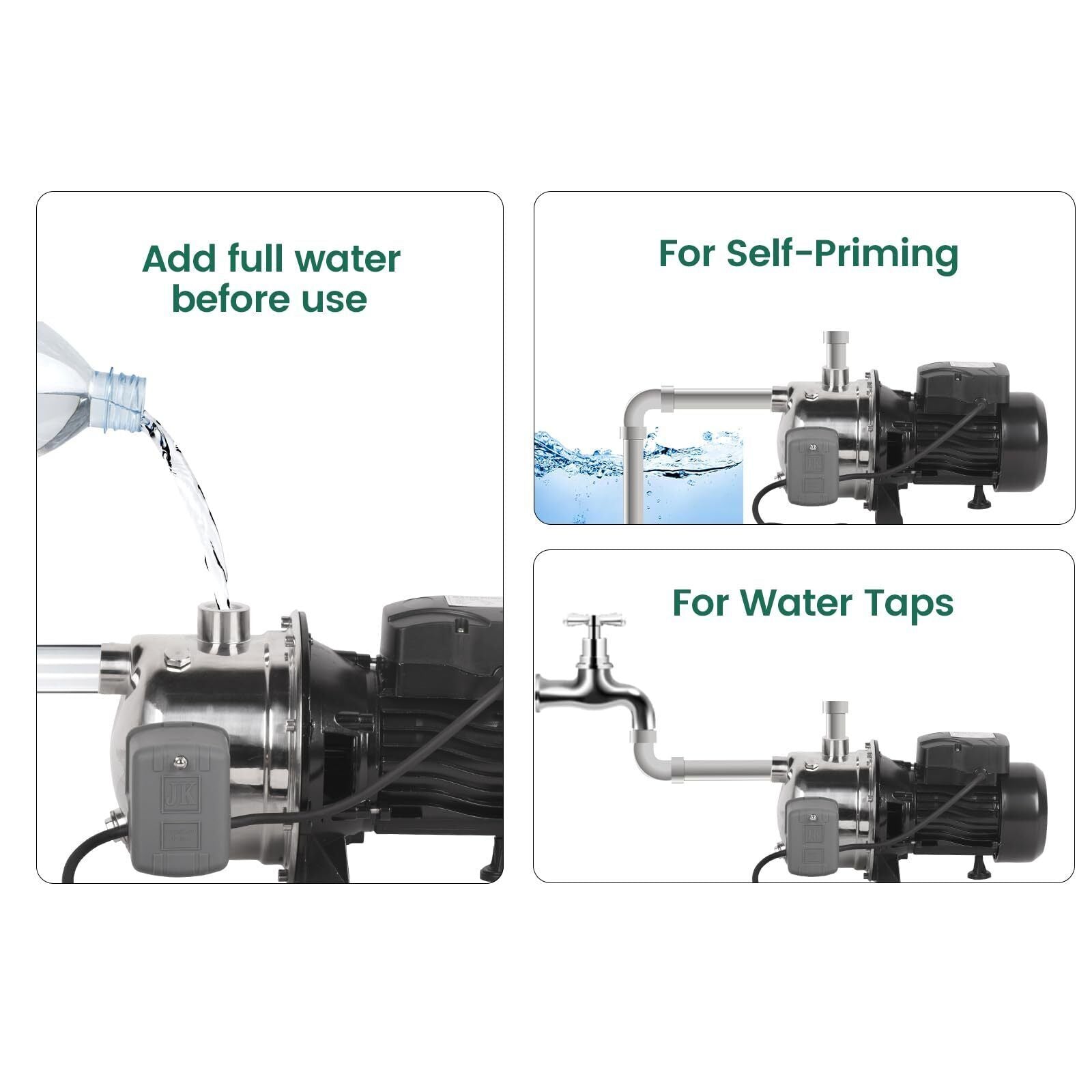 1.2HP Shallow Well Pump,Water Transfer Pump,115V 1209GPH Max. Head 147ft, Stainless Steel Garden Pump, Portable Sprinkle image 5