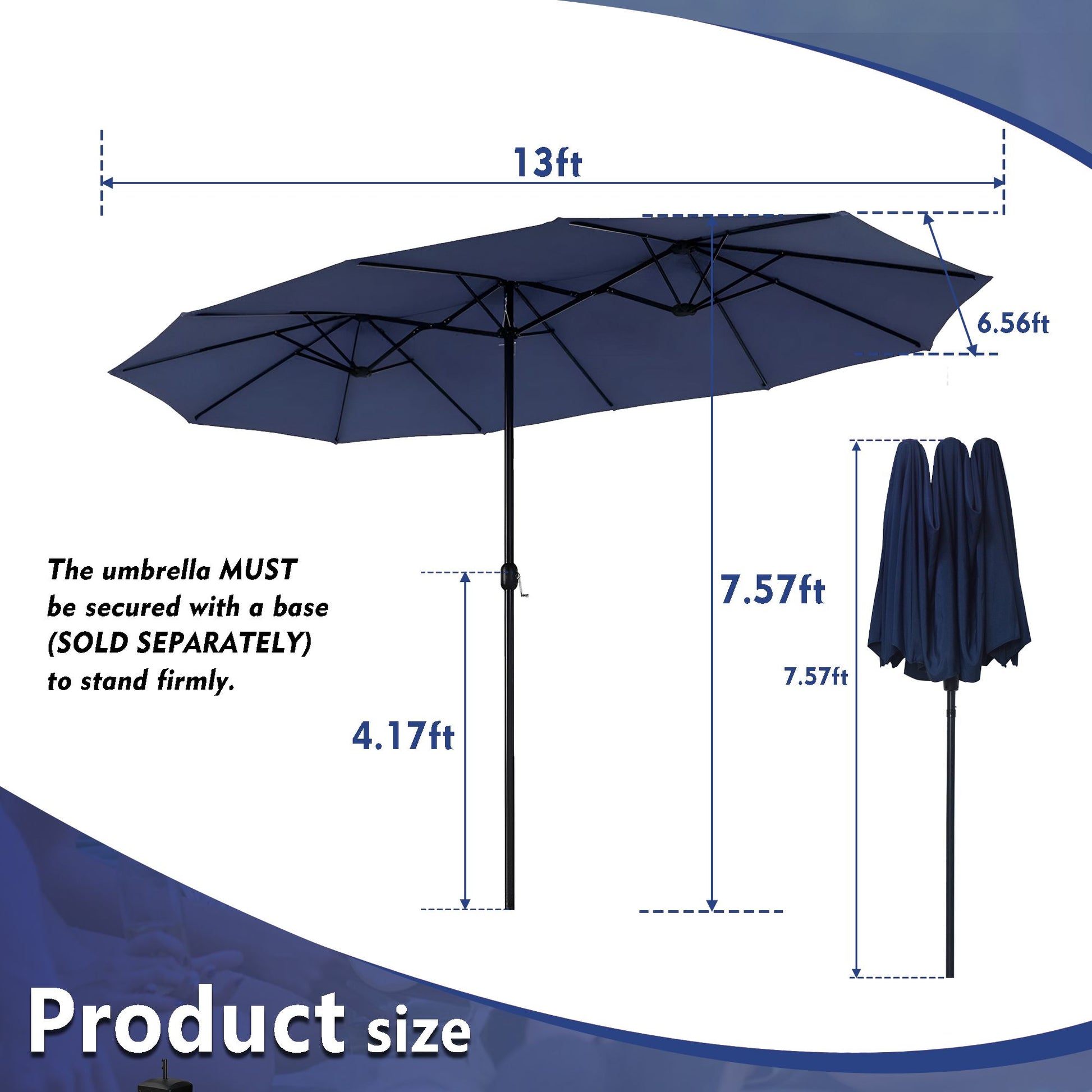 13 ft. Market No Weights Patio Umbrella 2-Side image 6