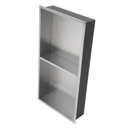 13" x 25" Stainless Steel Shower Niche Double Shelf, Brushed Nickel image 9