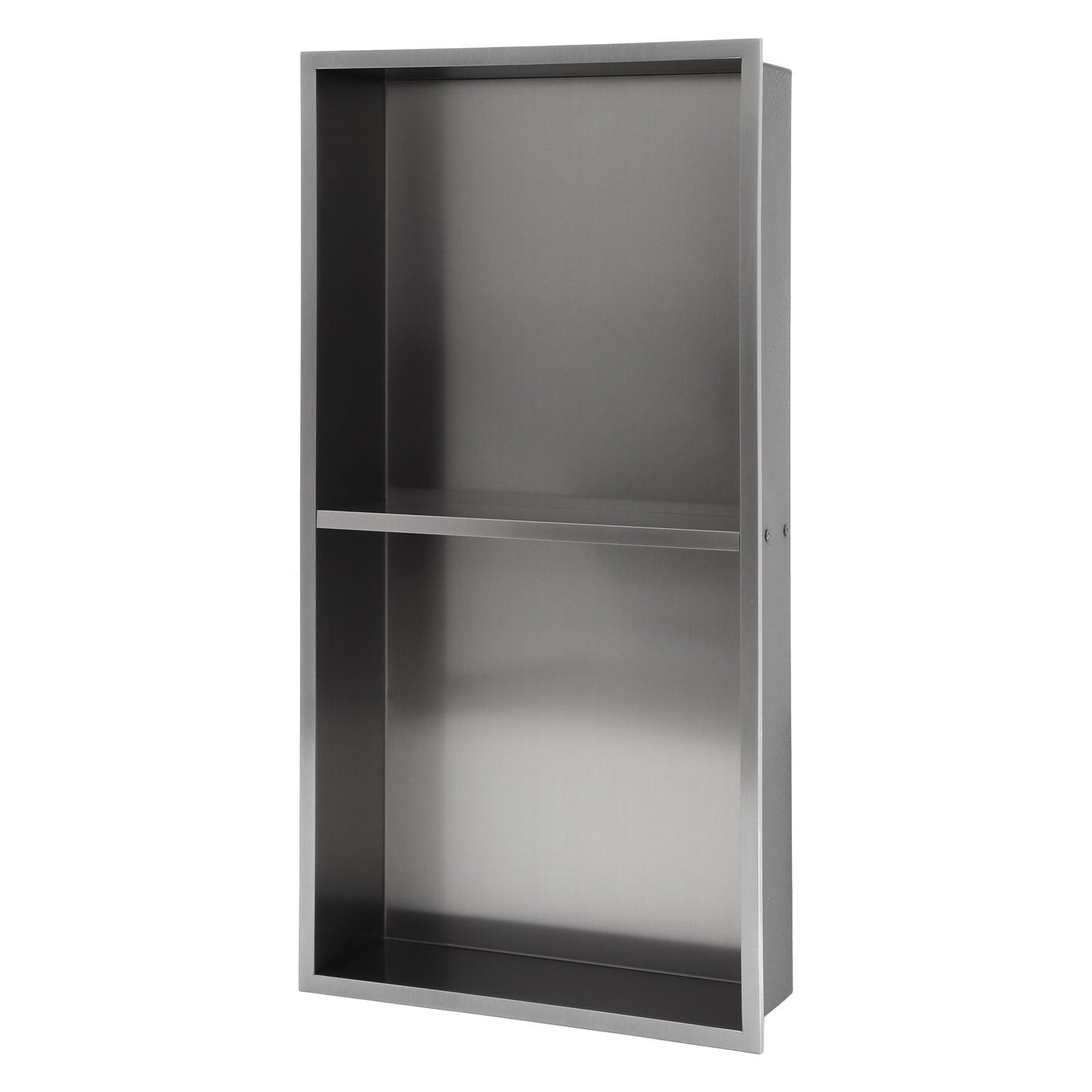 13" x 25" Stainless Steel Shower Niche Double Shelf, Gunmetal Black image 1