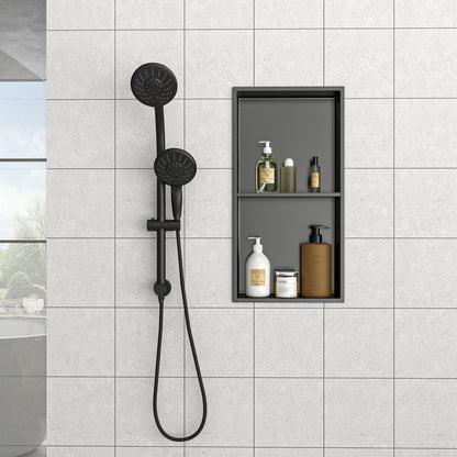 13" x 25" Stainless Steel Shower Niche Double Shelf, Gunmetal Black image 2