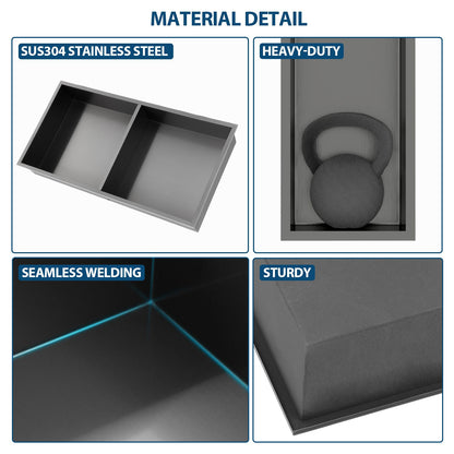 13" x 25" Stainless Steel Shower Niche Double Shelf, Gunmetal Black image 6
