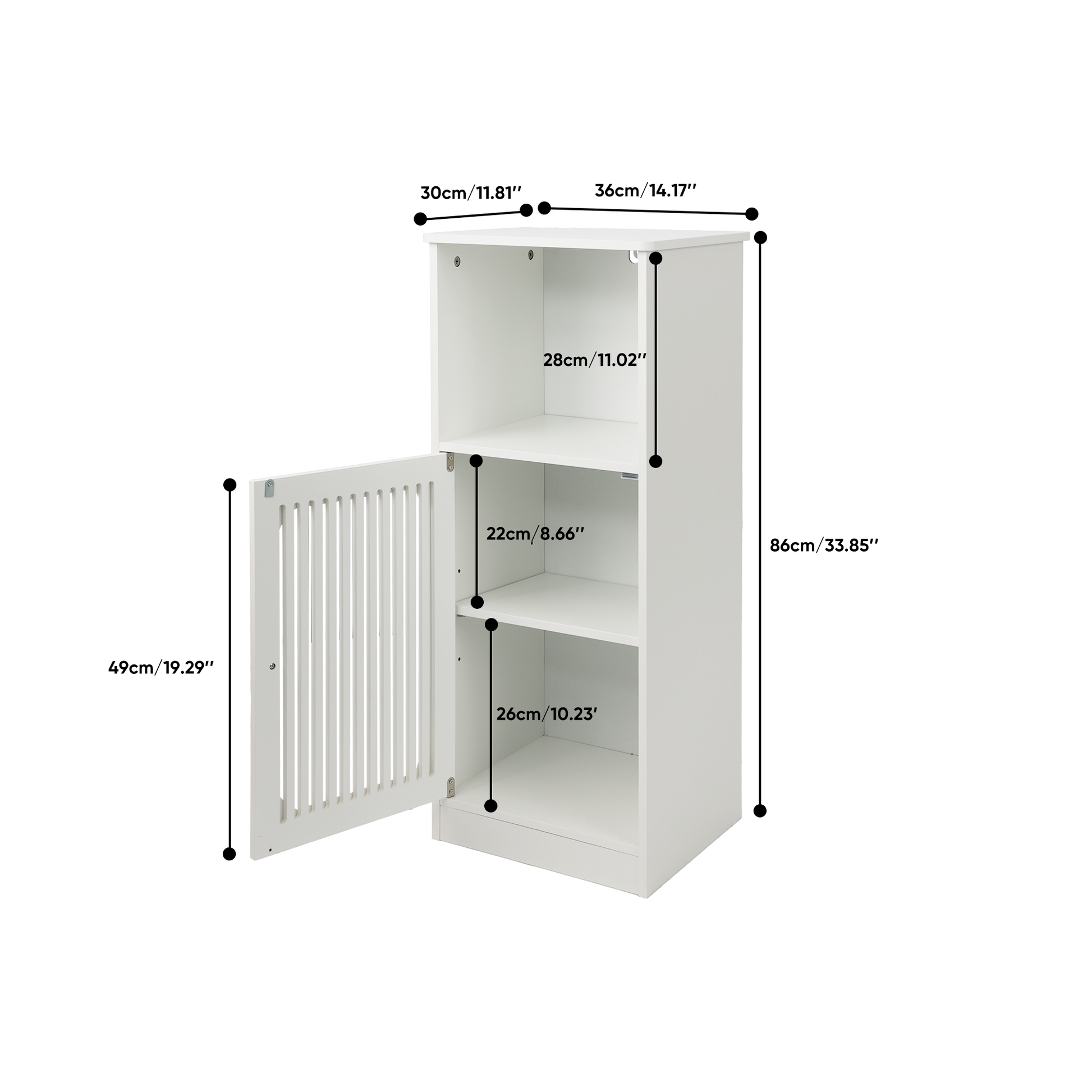 Bathroom low cabinet, louvered door floor-standing bathroom storage cabinet, multi-layer bathroom storage cabinet, white image 6