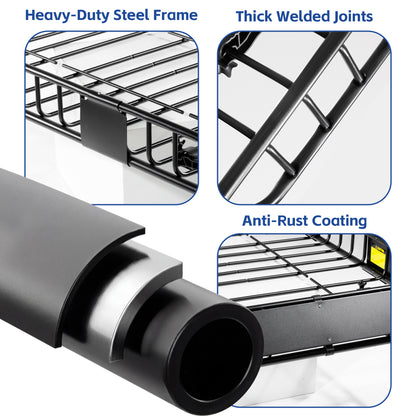 Roof Rack Basket With Net,Rooftop Steel Roof Rack,Cargo Carrier with 250 Lbs Capacity,Extension Black Car Top Luggage Holder 64"x 39" Universal for SUV/ Wagon / Seden image 2