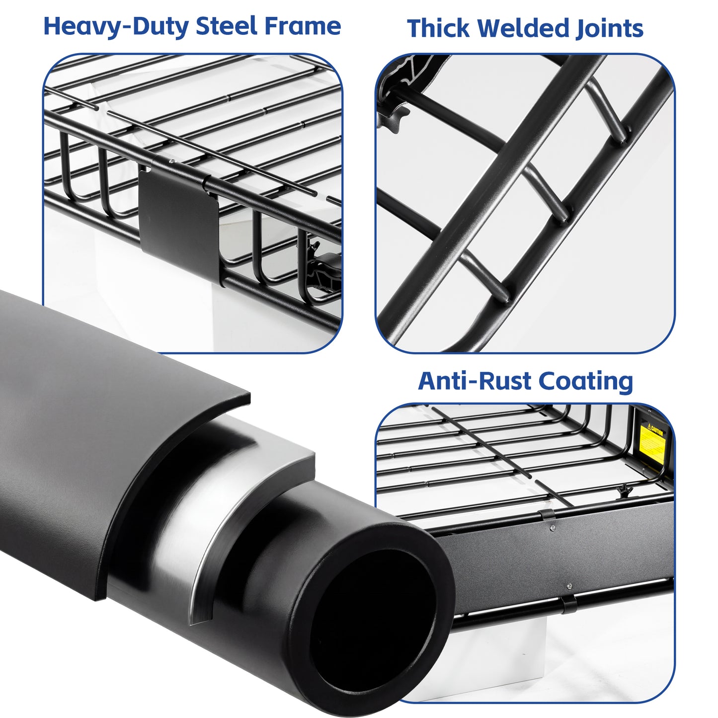 64 x 39 x 6 Inch Universal 250LB Heavy Duty Roof Rack Cargo with 500D PVC Waterproof Cargo Bag, Car Top Luggage Holder Carrier Basket for SUV, Truck or RV Camping Storage Steel Construction image 2