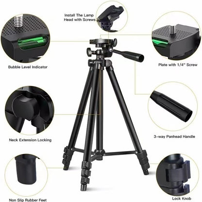 10-inch triple LED ring light on a tripod