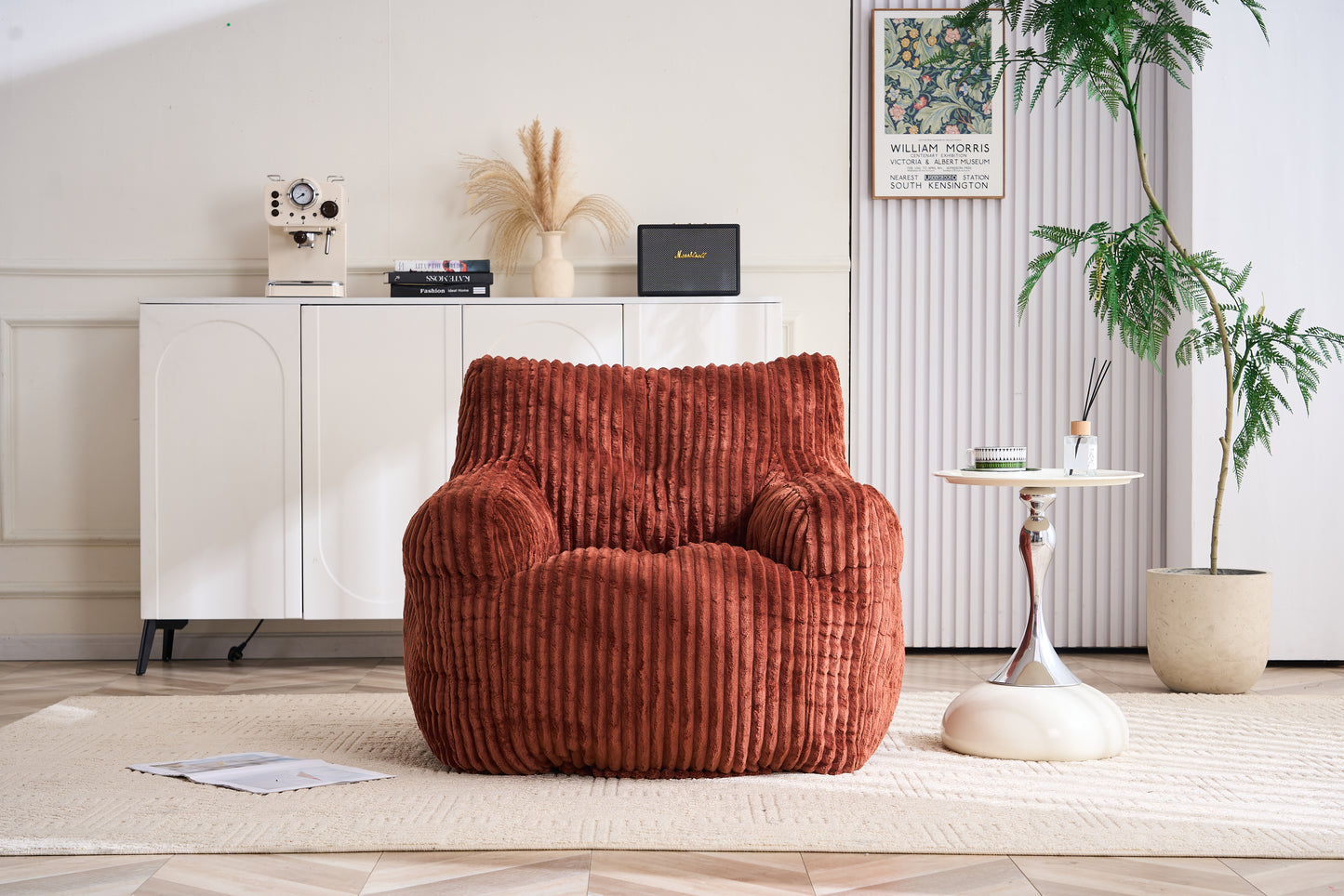 010-Soft Fluffy Corduroy Fabric Bean Bag Chair Filled With Memory Sponge,Red image 10