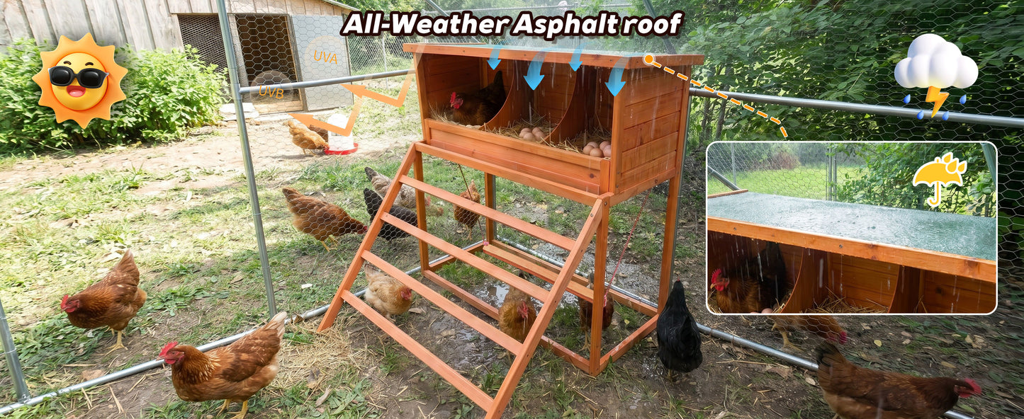 3-in-1 Nesting Boxes for Chickens with Perch and Swing- Wooden Chicken Nesting Box for Poultry 3 Compartments Laying Eggs Nest Box for Chickens, Hens, Ducks image 9
