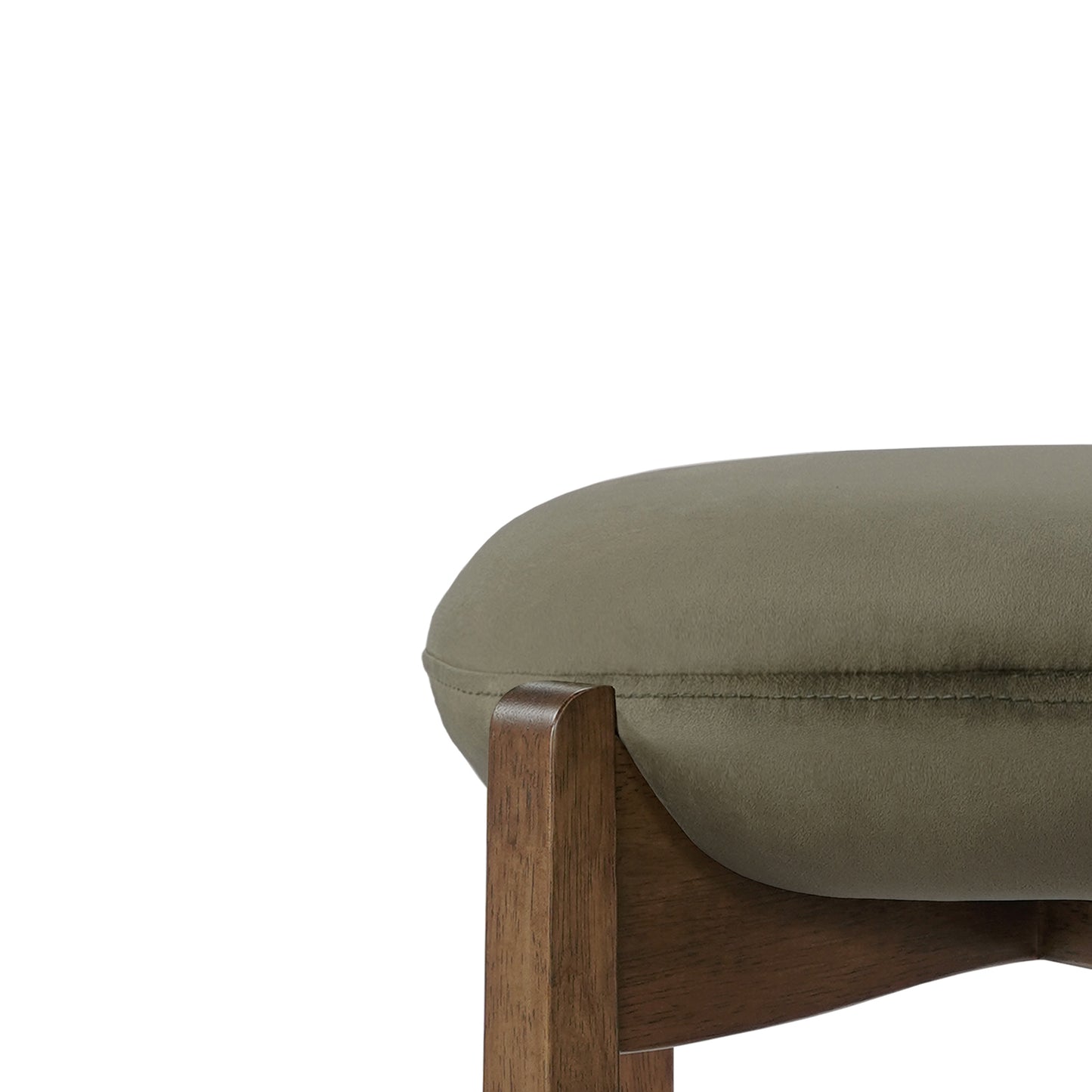 Tara Contemporary Backless Bar Stool, Dark Walnut Finish Rubber Wood Frame with Green Upholstery, Set of 2 image 7