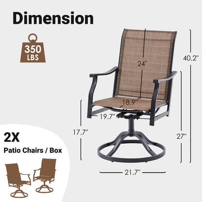 Outdoor Dining Chairs Set of 2, 360°Swivel Patio Dining Chair with Textilene Fabric, Outdoor Metal Armchair All Weather Resistant, Ergonomic Comfort, Perfect for Patio, Backyard, Balcony image 4