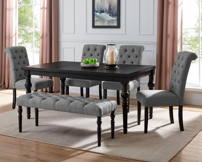 Leviton Urban Style Dark Wash Wood Dining Set: Table, 4 Chairs and Bench image 1