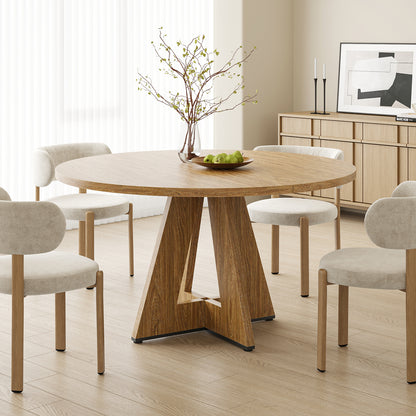47" Round Dining Table for 4-7 People, Modern Wood Kitchen Table with Sturdy Metal Base, Large Round Dinner Table for Dining Room, Easy Assembly image 3