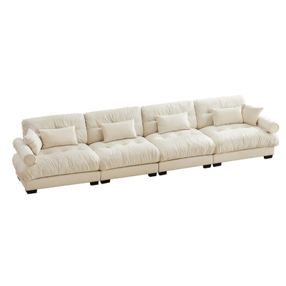 Super Comfort Oversized Modular Velvet Sectional Sofa Couch with Movable Ottoman,Corner Sectional with Bolstered Armrests, Deep Seat Cloud Couch, Convertible L Shaped Couch for Living Room Cream image 12