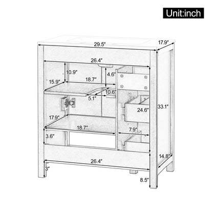 30" Bathroom Vanity with Sink Top, Bathroom Vanity Cabinet with Two Doors and Two Drawers, Solid Wood, Open shelf, MDF Boards, One Package, Blue Gray image 7