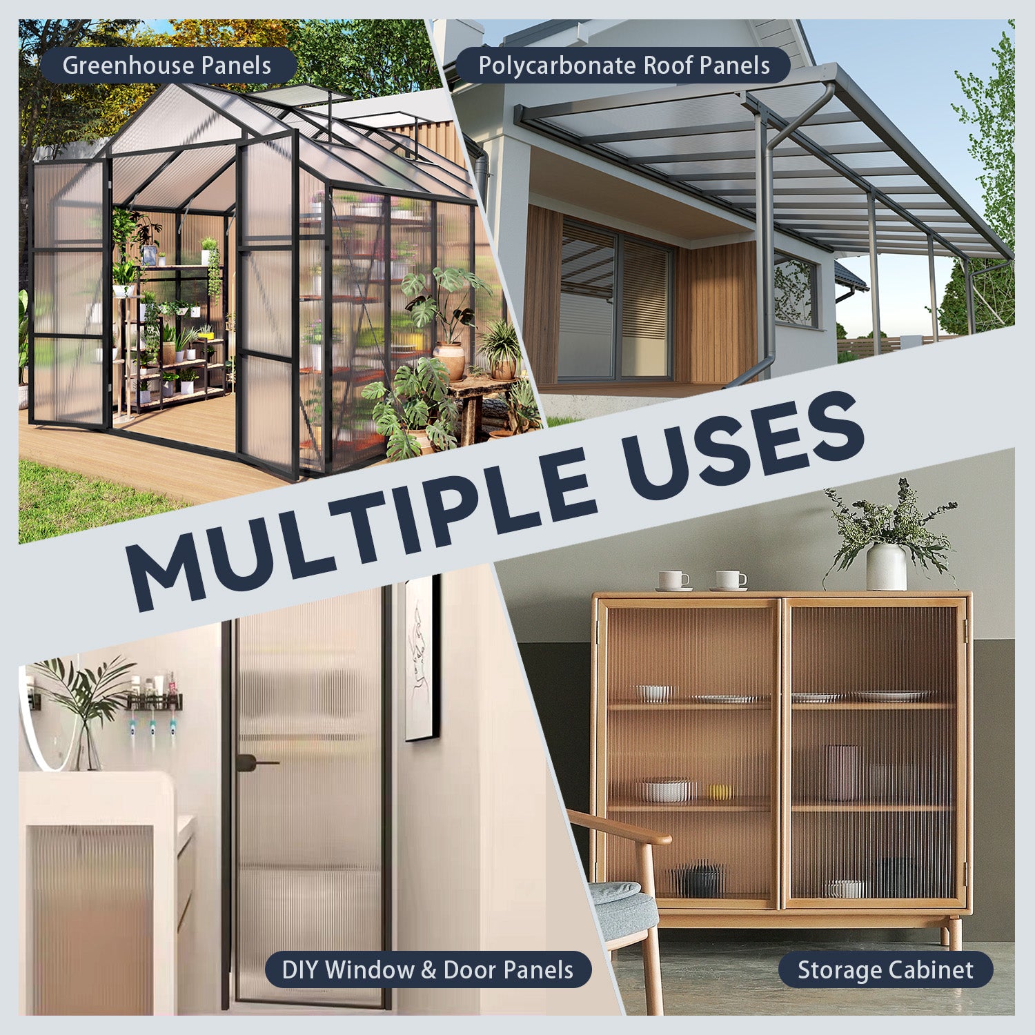 5' x 2' Twin-Wall Polycarbonate Greenhouse Panels (12 Pack), High Light Transmission & All-Weather Insulated Sheets, Shatter-Resistant Replacement for Glass Roofing, Balcony Divider image 11