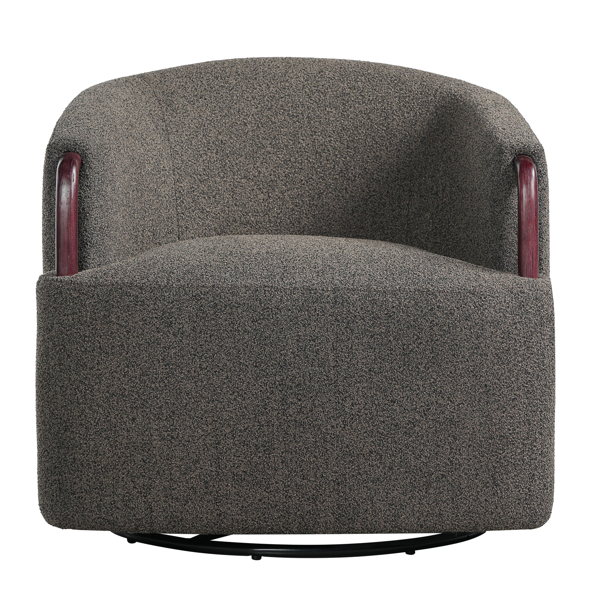 30" Modern Boucle Swivel Barrel Chair with Solid Wood Accents, Soft Durable Upholstery & 360° Swivel Base, Ideal for Living Room, Bedroom, or Office image 11