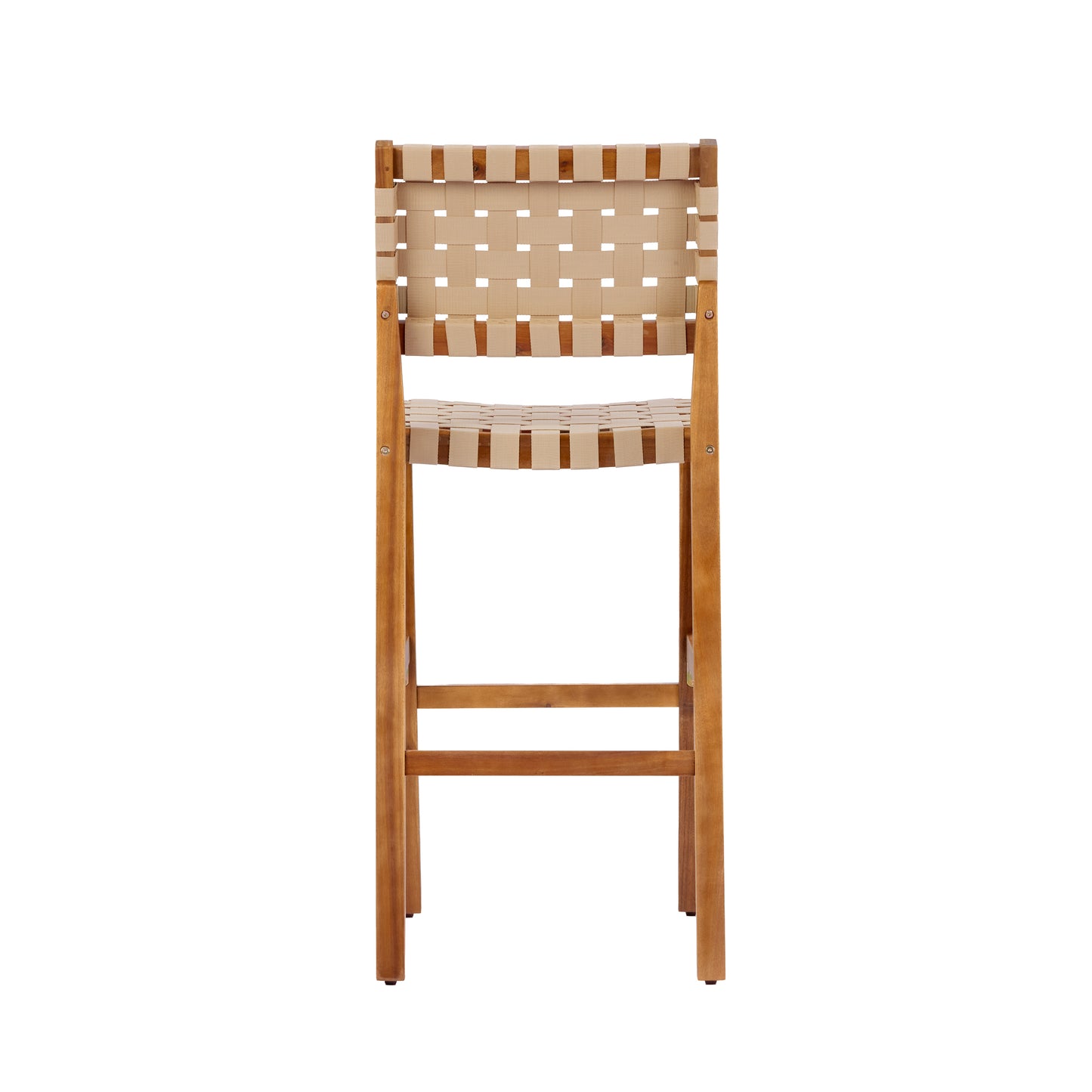 30.5 Inch Seat Height Outdoor Acacia Solid Wood Patio Side Chair, Beige Pe Woven Rope, Breathable and Comfortable,Indoor & Outdoor Use,Teak Finish+Beige Rope(set of 2) image 11