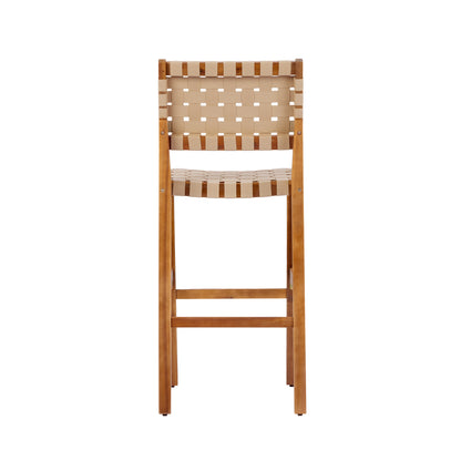 30.5 Inch Seat Height Outdoor Acacia Solid Wood Patio Side Chair, Beige Pe Woven Rope, Breathable and Comfortable,Indoor & Outdoor Use,Teak Finish+Beige Rope(set of 2) image 11