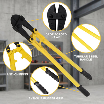 30" Heavy-Duty Medium Bolt Cutter for Fence, Steel Wire, Chain, Screws, Rivets & Medium Padlocks, Ergonomic Soft Rubber Grip Handle image 7