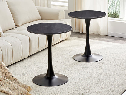 Round Dining Table, 23.6" Circle Tulip Table with Thickened Tabletop & Metal Pedestal, Mid Century Modern Bistro Table for Kitchen, Small Places, Living Room, Cafe (Faux Marble) image 2