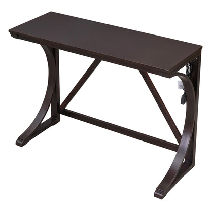 TOPMAX Farmhouse 3-Piece Counter Height Dining Table Set with USB Port and Upholstered Stools,Espresso image 12