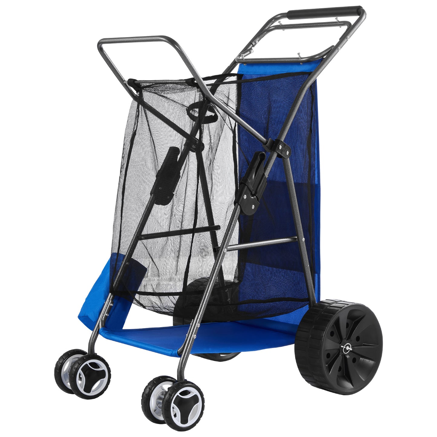 Beach Cart with Large Wheels for Sand, 165 lbs Load Capacity, Heavy Duty Folding Beach Wagon with 10" Solid Wheels, Insulated Cooler Bag, Umbrella Holder, Holds 4 Chairs for Camping & Fishing image 1