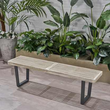 Metal/Solid Wood Outdoor Bench image 3