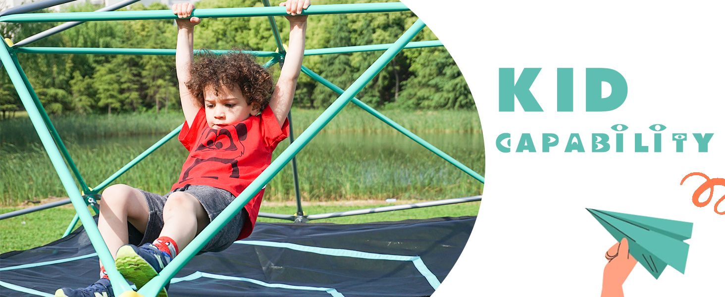 13ft Geometric Dome Climber Play Center, Kids Climbing Dome Tower with Hammock, Rust & UV Resistant Steel Supporting 100 image 19
