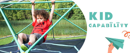 13ft Geometric Dome Climber Play Center, Kids Climbing Dome Tower with Hammock, Rust & UV Resistant Steel Supporting 100 image 19
