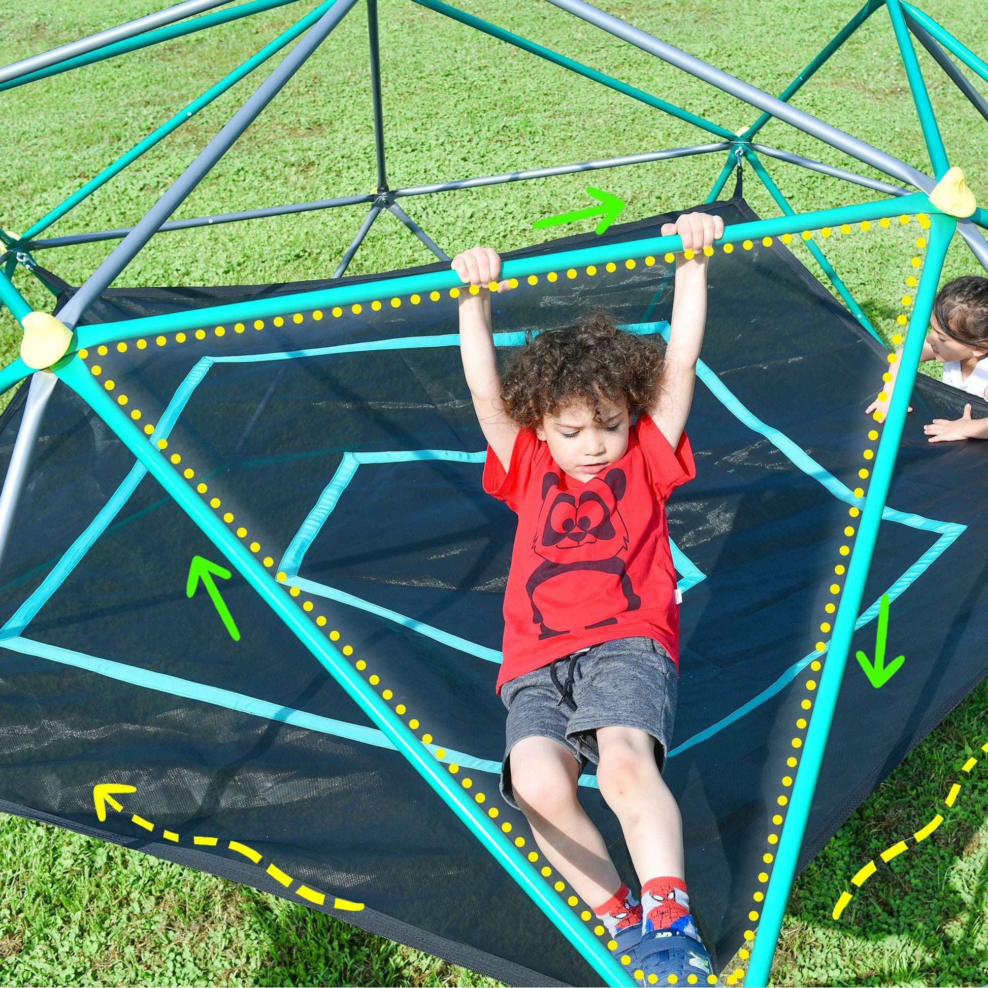 13ft Geometric Dome Climber Play Center with Hammock - Outdoor Setup - Image 8