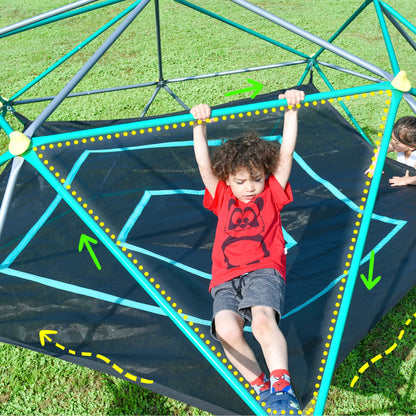 13ft Geometric Dome Climber Play Center with Hammock - Outdoor Setup - Image 8