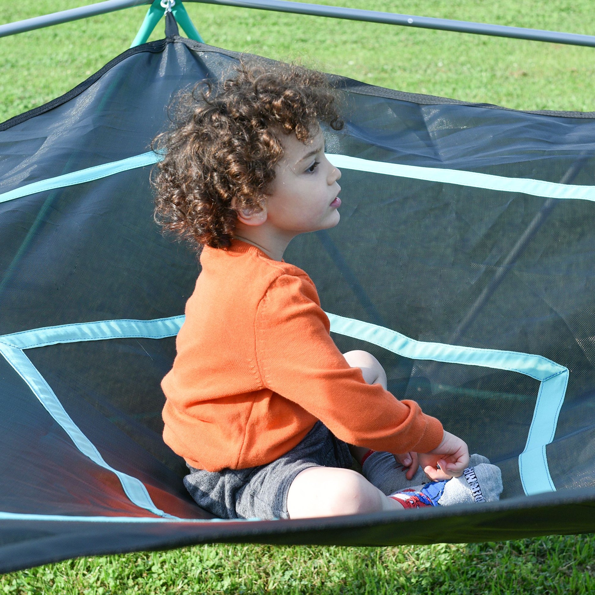 13ft Geometric Dome Climber Play Center, Kids Climbing Dome Tower with Hammock, Rust & UV Resistant Steel Supporting 100 image 15