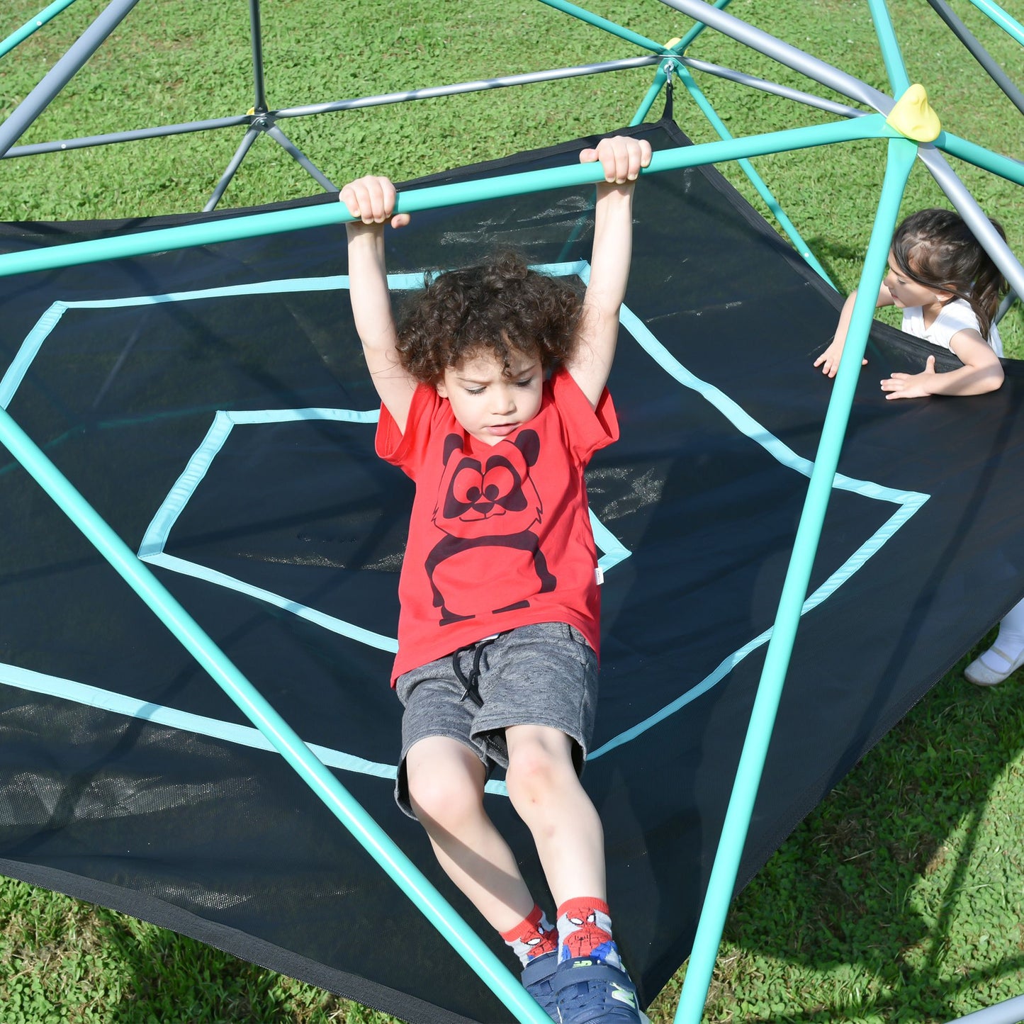 13ft Geometric Dome Climber Play Center, Kids Climbing Dome Tower with Hammock, Rust & UV Resistant Steel Supporting 100 image 13