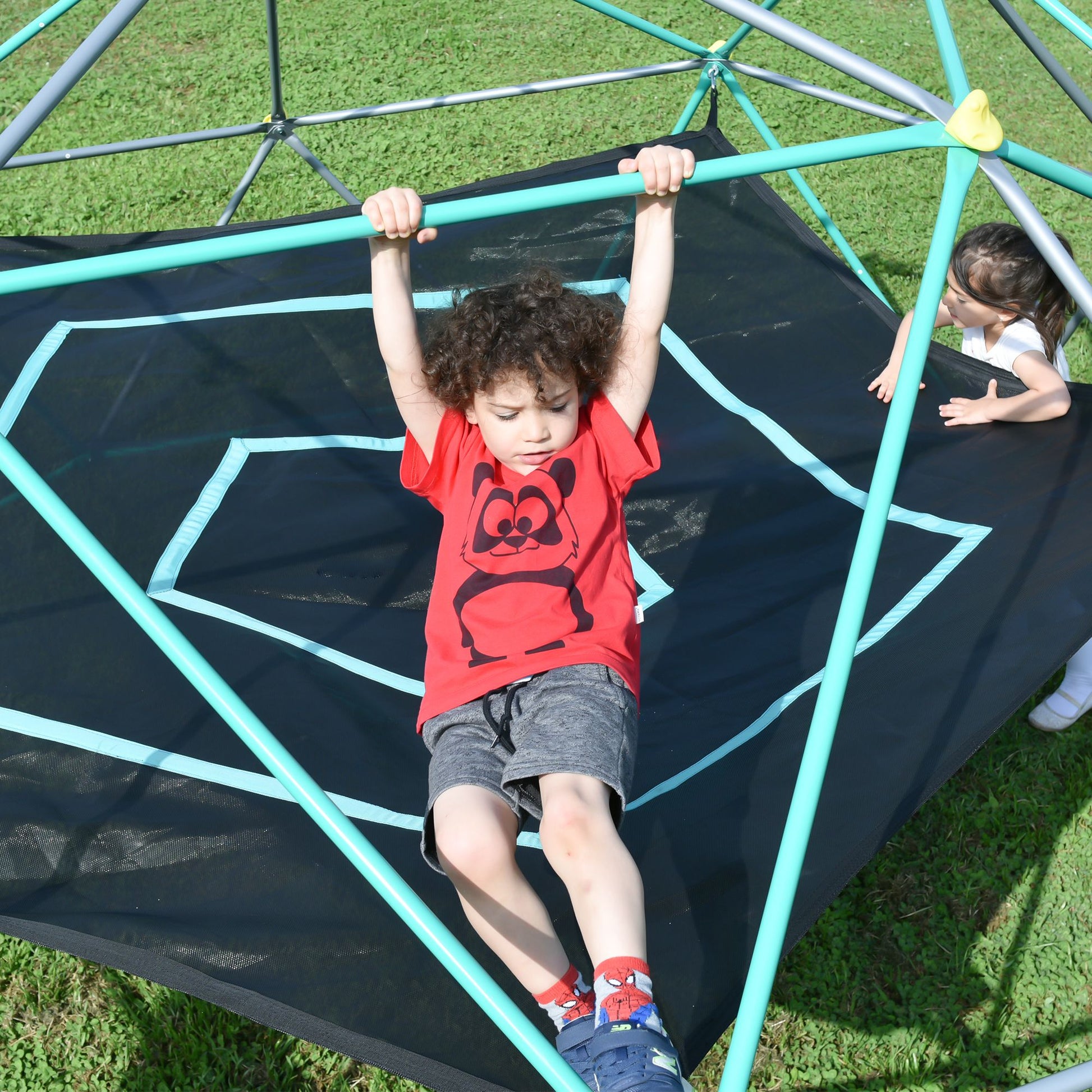 13ft Geometric Dome Climber Play Center, Kids Climbing Dome Tower with Hammock, Rust & UV Resistant Steel Supporting 100 image 13
