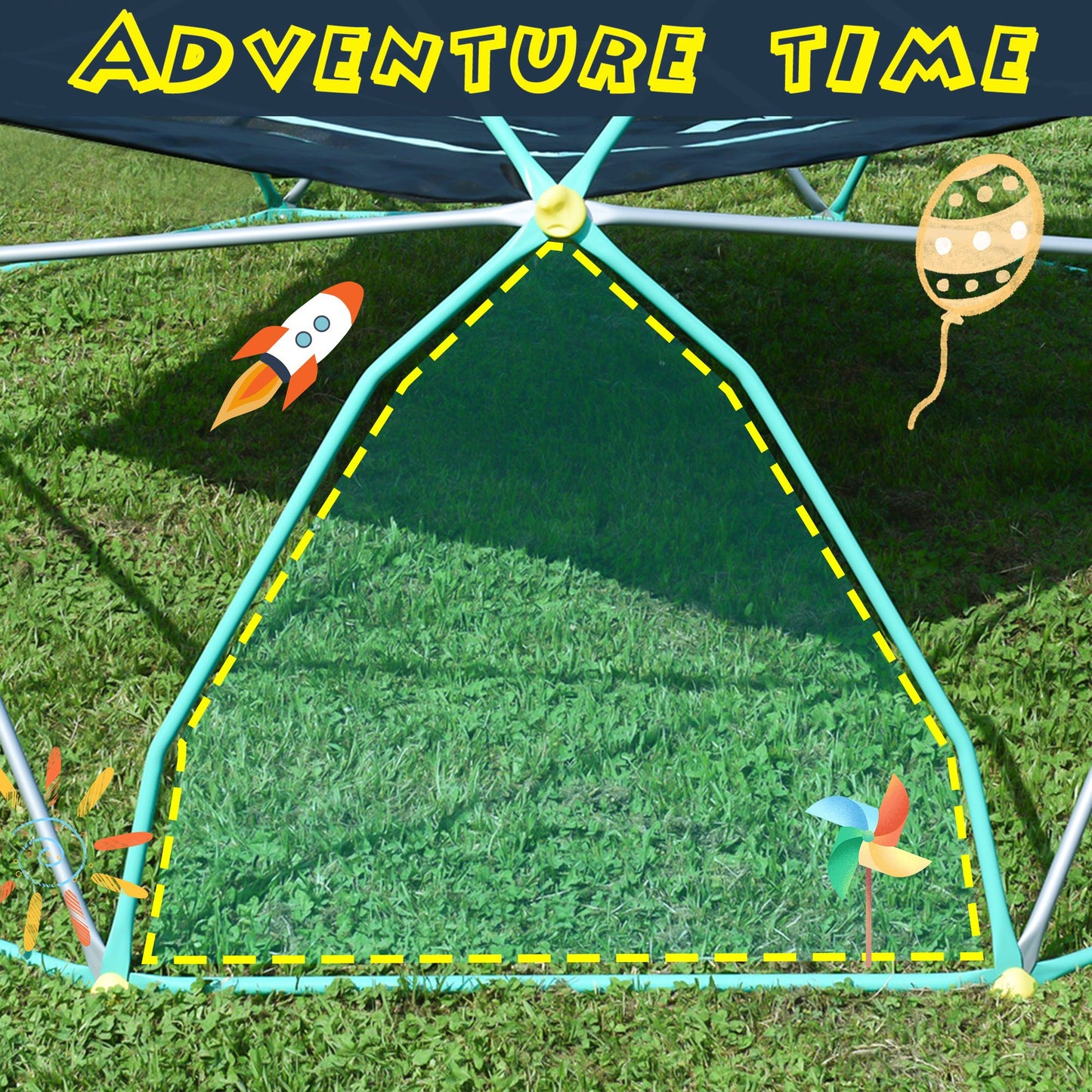 13ft Geometric Dome Climber Play Center with Hammock - Multiple Children - Image 9
