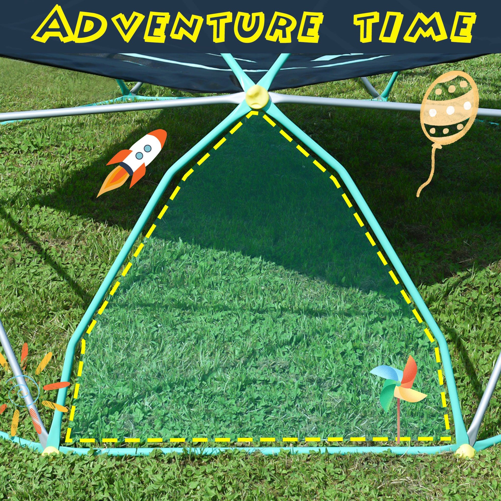 13ft Geometric Dome Climber Play Center with Hammock - Multiple Children - Image 9