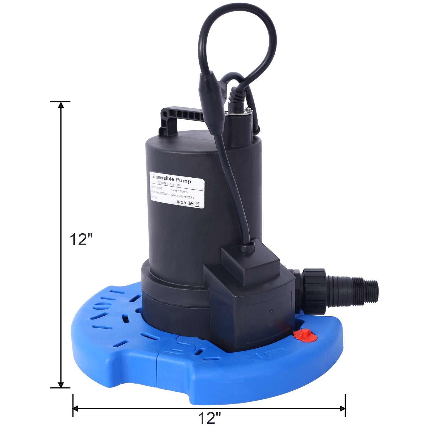 1/4 HP Automatic Swimming Pool Cover Pump 120 V Submersible with 3/4 Check Valve Adapter1850 GPH Water Removal for Pool, image 20