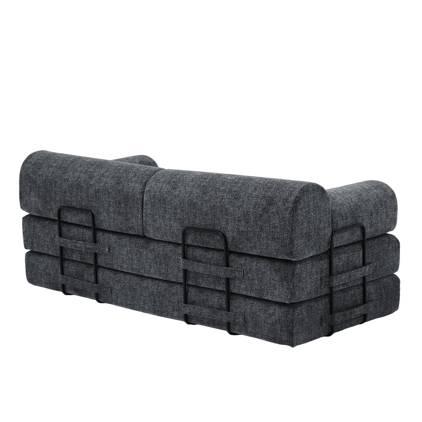 Convertible Sleeper Sofa Bed,two-tone blended fabric Folding Mattress Couch with Fixed-Shape Frame, Floor Sofa Lounge Couch for Living Room Bedroom(Speckled Black) image 5