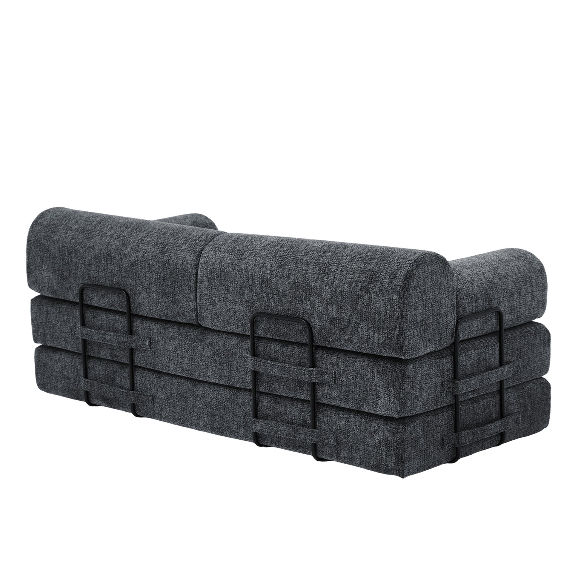 Convertible Sleeper Sofa Bed,two-tone blended fabric Folding Mattress Couch with Fixed-Shape Frame, Floor Sofa Lounge Couch for Living Room Bedroom(Speckled Black) image 5