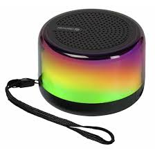 Small Bluetooth speaker side view showing RGB lights