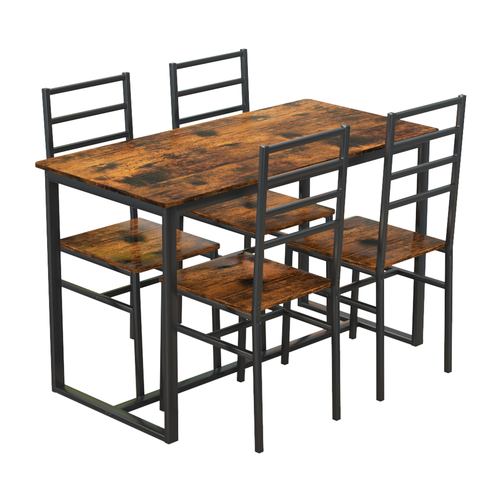 5 Piece Metal and Wood Indoor Modern Dinning Table Furniture Set for 4, Dining Table Chairs image 5
