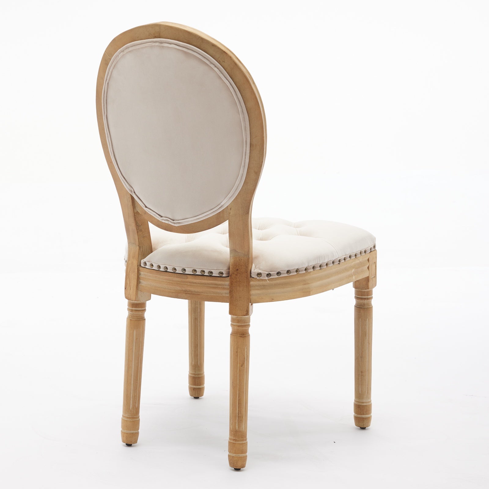French Style Solid Wood Frame Antique Painting,Hand-pulled buckle decoration Velvet artificial leather Dining Chair with Nailhead Trim,Wood Legs,Steel Spring inner,Set of 2,Beige,SW1739BG image 7