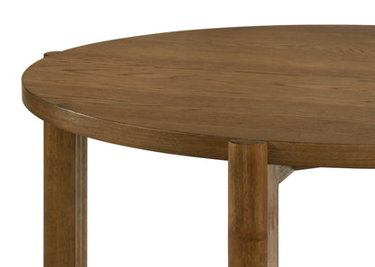Andreo 5-Piece Round Dining Set with 47-inch Walnut Finish Table and 4 Light Gray Fabric Chairs, Mid-Century Modern Dining Table Set for 4 image 6