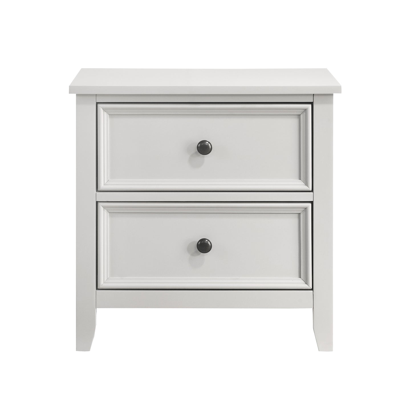 Classic White Finish Nightstand of 2 Drawers Storage Modern Farmhouse Style Bedroom Furniture 1pc Bedside Table image 2