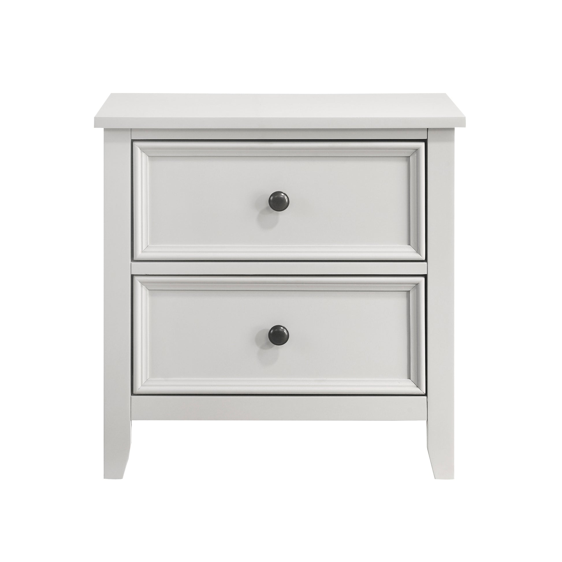Classic White Finish Nightstand of 2 Drawers Storage Modern Farmhouse Style Bedroom Furniture 1pc Bedside Table image 2