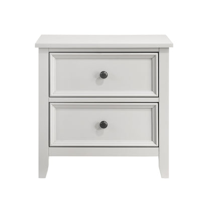 Classic White Finish Nightstand of 2 Drawers Storage Modern Farmhouse Style Bedroom Furniture 1pc Bedside Table image 2