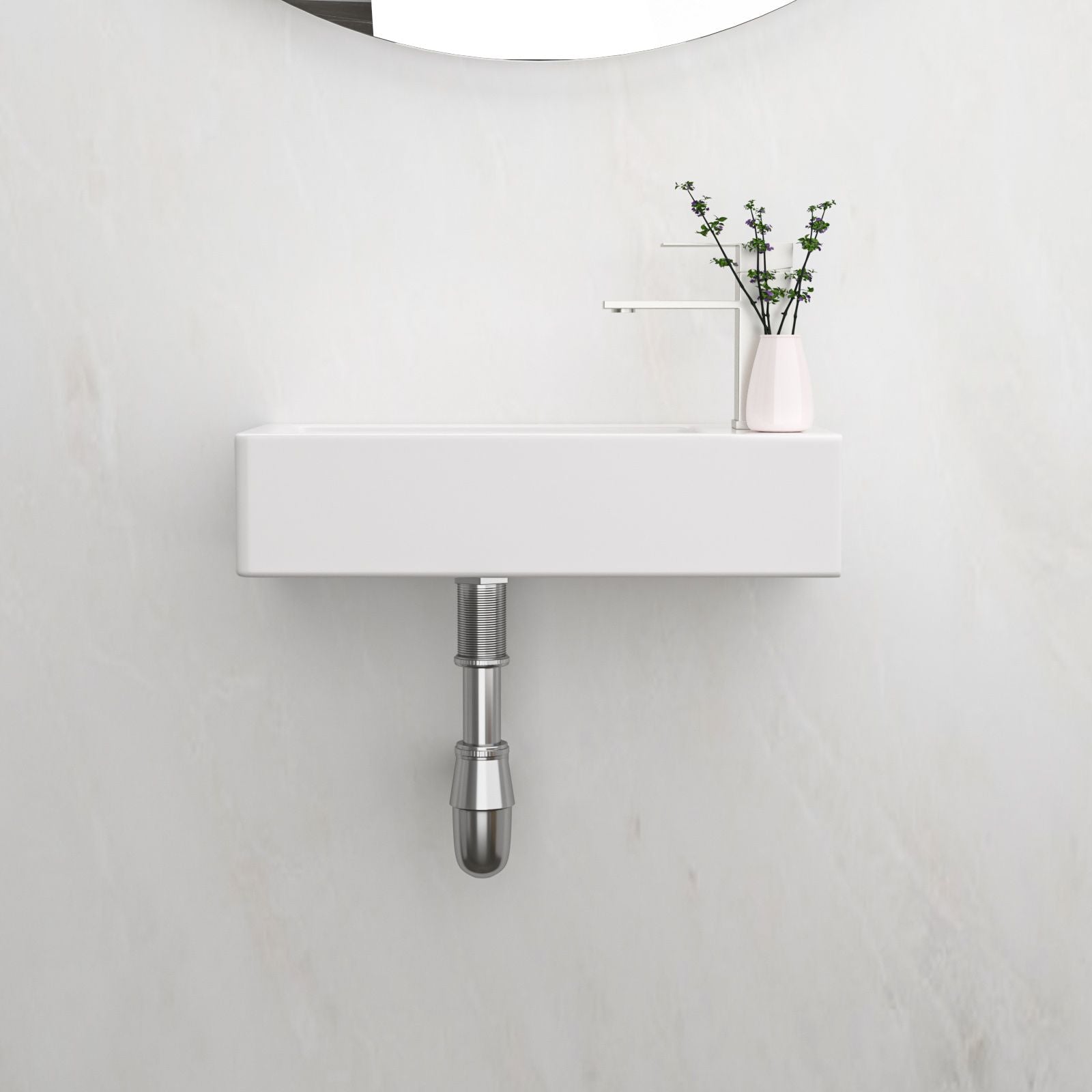14.57x7.28 Inch White Ceramic Rectangle Wall Mount Bathroom Sink with Single Faucet Hole image 2